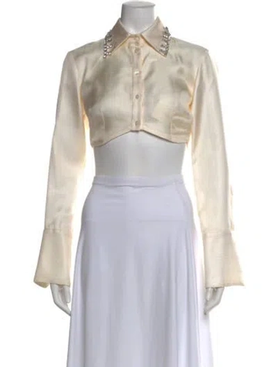 Pre-owned Area Long Sleeve Crop Top In Neutral