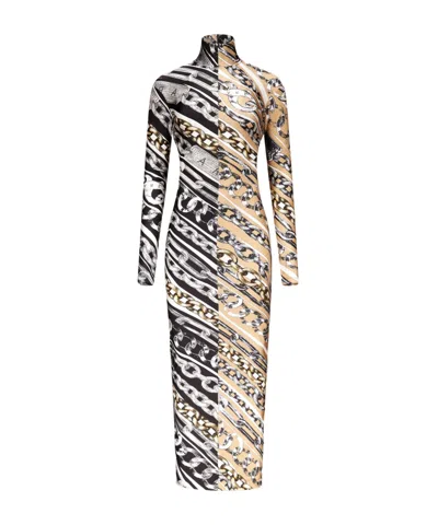 Area Long Sleeve Turtleneck Dress In Gray