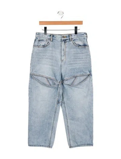Pre-owned Area Mid-rise Straight Leg Jeans In Blue