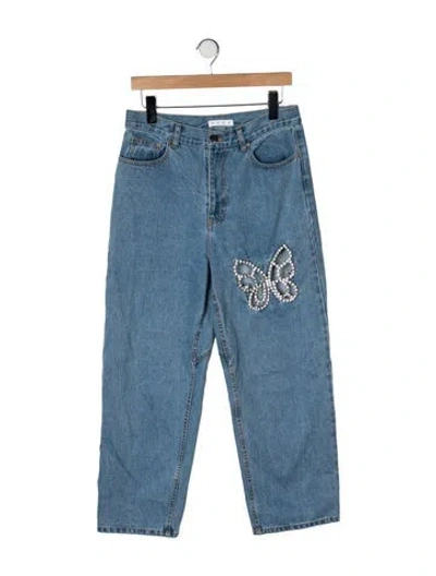 Pre-owned Area Mid-rise Straight Leg Jeans In Blue