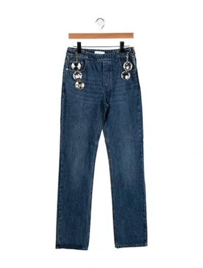 Pre-owned Area Mid-rise Straight Leg Jeans In Blue