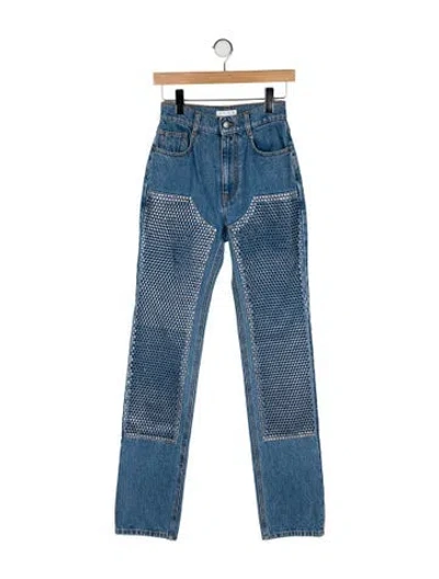 Pre-owned Area Mid-rise Straight Leg Jeans W/ Tags In Blue