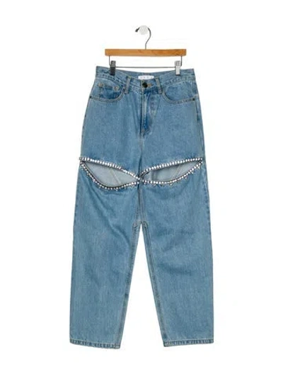 Pre-owned Area Mid-rise Straight Leg Jeans W/ Tags In Blue