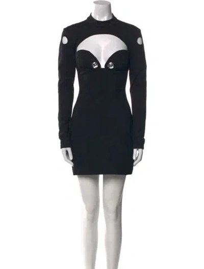 Pre-owned Area Mock Neck Mini Dress In Black