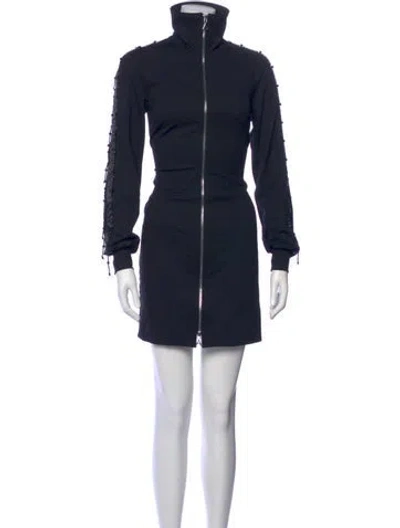 Pre-owned Area Mock Neck Mini Dress In Blue