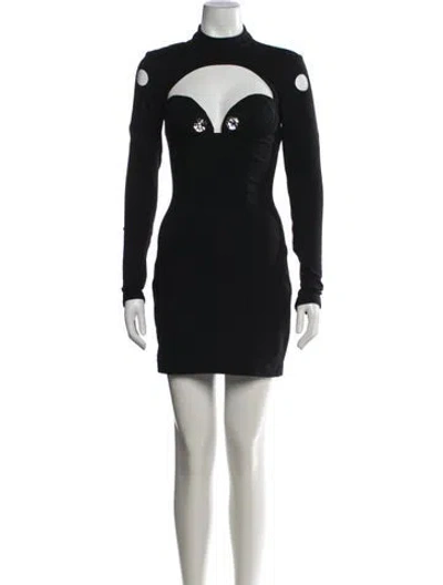 Pre-owned Area Mock Neck Mini Dress W/ Tags In Black