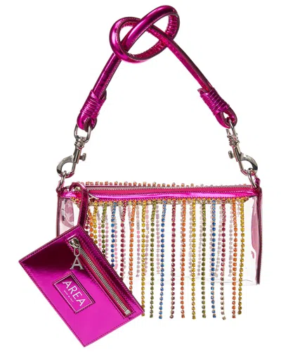Area Multicolor Pvc & Rhinestone Fringe Barrel Bag