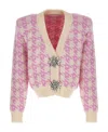Area Mussel Flower Houndstooth-pattern Cardigan In Nude