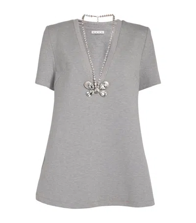 Area Nyc Crystal Butterfly T-shirt Dress In Grey