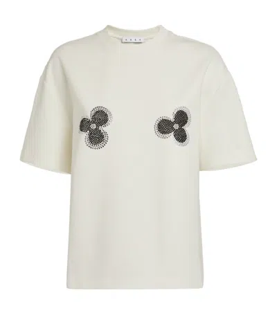 Area Nyc Crystal-embellished Flower T-shirt In White