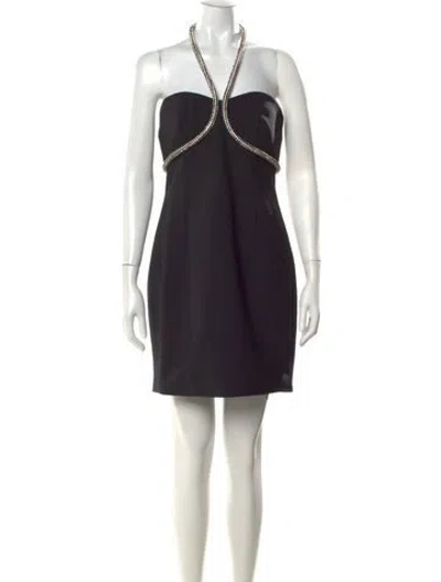 Pre-owned Area Nyc Halterneck Mini Dress In Black