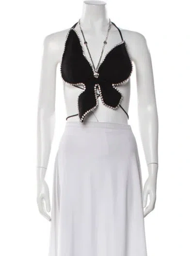 Pre-owned Area Nyc Halterneck Sleeveless Crop Top In White