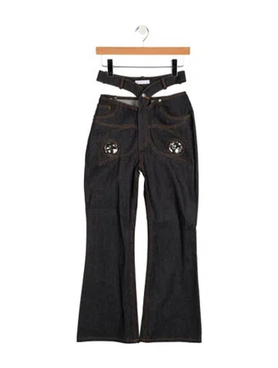 Pre-owned Area Nyc High-rise Wide Leg Jeans In Blue
