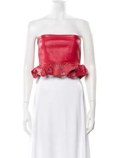 Pre-owned Area Nyc Leather Graphic Print Crop Top In Red