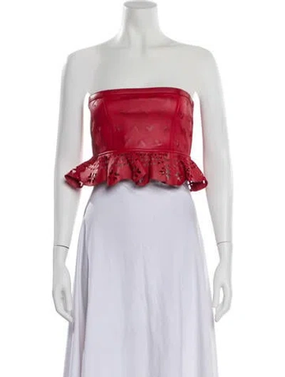 Pre-owned Area Nyc Leather Graphic Print Crop Top In Red