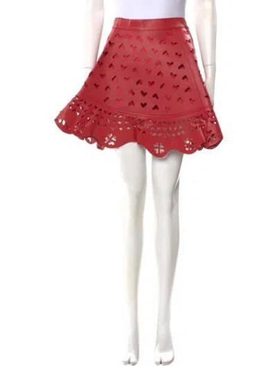 Pre-owned Area Nyc Leather Knee-length Skirt In Red