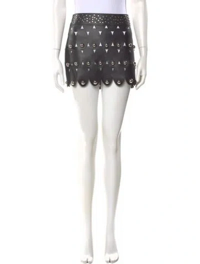 Pre-owned Area Nyc Leather Mini Skirt In Black