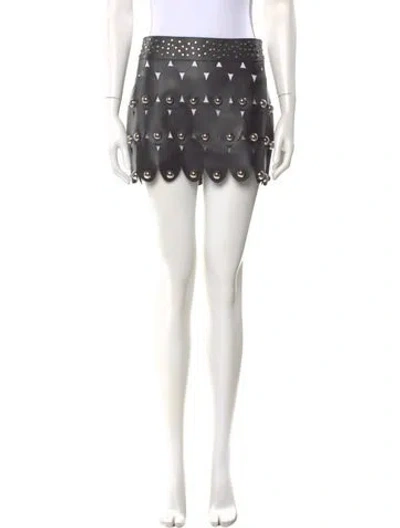 Pre-owned Area Nyc Leather Mini Skirt In Black