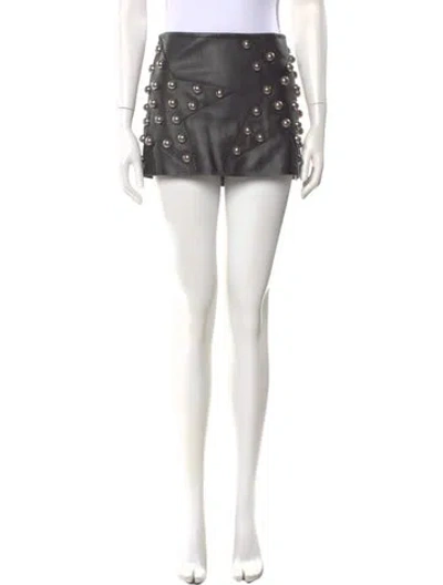 Pre-owned Area Nyc Leather Mini Skirt In Black