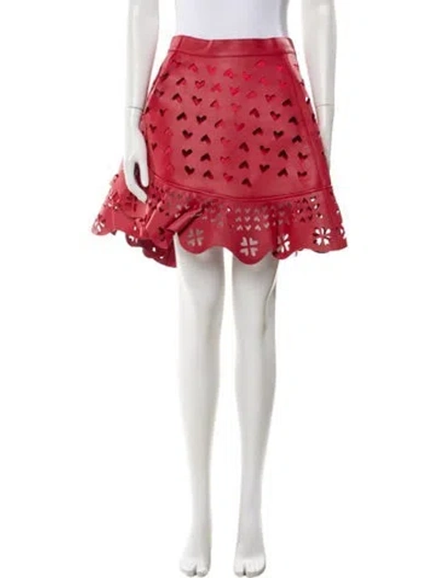 Pre-owned Area Nyc Leather Mini Skirt In Red