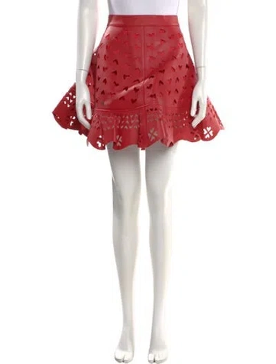 Pre-owned Area Nyc Leather Mini Skirt In Red