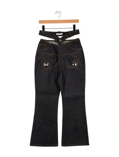 Pre-owned Area Nyc Mid-rise Wide Leg Jeans In Blue