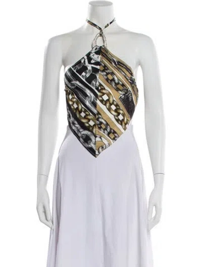 Pre-owned Area Nyc Printed Halterneck Top In Black
