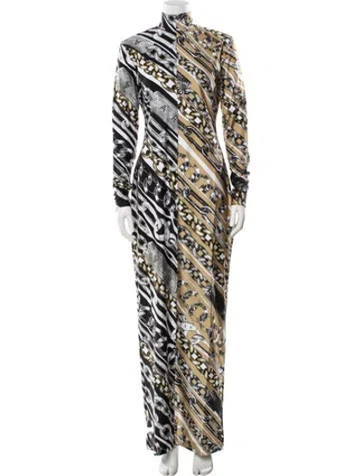 Pre-owned Area Nyc Printed Long Dress In White