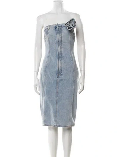 Pre-owned Area Nyc Strapless Mini Dress In Blue