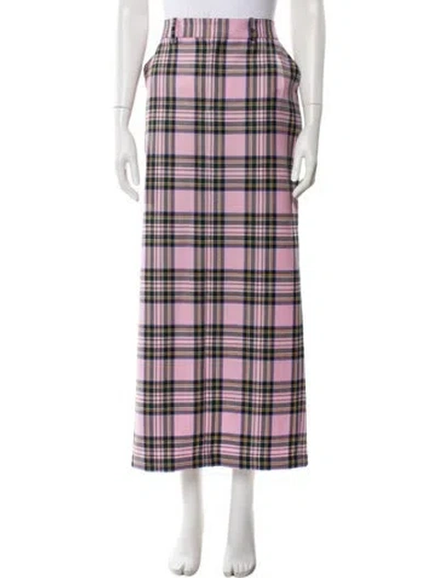Pre-owned Area Nyc Virgin Wool Midi Length Skirt In Pink