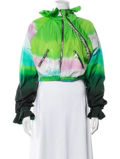 Pre-owned Area Nylon Tie-dye Print Jacket W/ Tags In Green