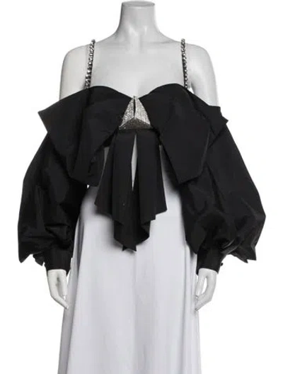 Pre-owned Area Off-the-shoulder Long Sleeve Top In Black