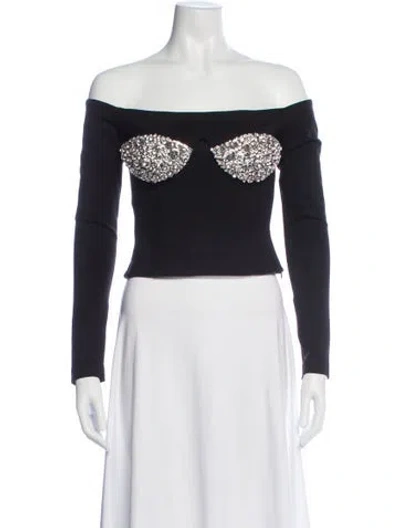 Pre-owned Area Off-the-shoulder Long Sleeve Top In Blue