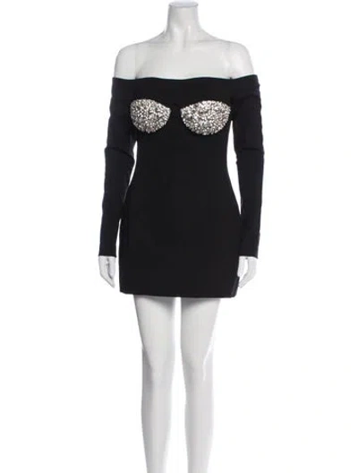 Pre-owned Area Off-the-shoulder Mini Dress In Black