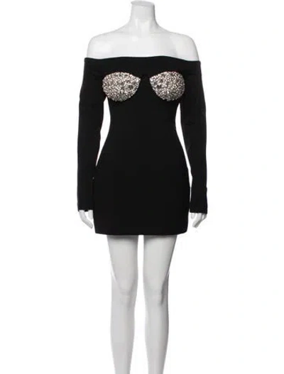 Pre-owned Area Off-the-shoulder Mini Dress W/ Tags In Black
