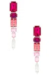 Area Ombre Crystal Drop Earrings In Pink