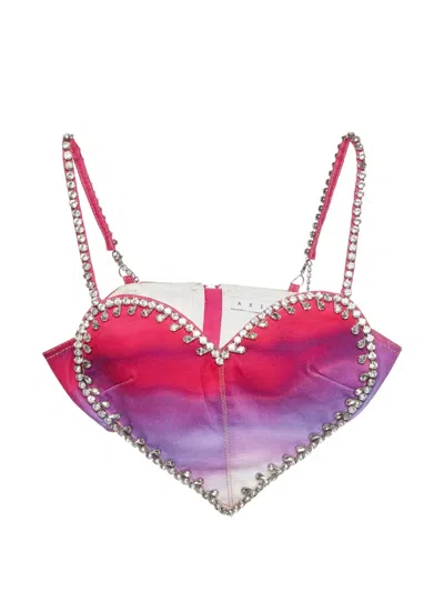 Pre-owned Area Ombre Crystal-embellished Top In Pink