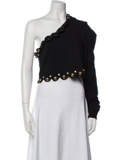 Pre-owned Area One-shoulder Long Sleeve Top In Black