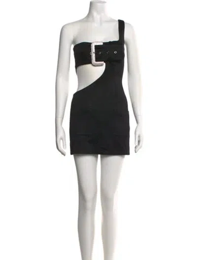 Pre-owned Area One-shoulder Mini Dress In Black
