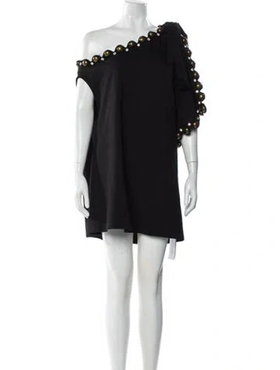 Pre-owned Area One-shoulder Mini Dress In Black