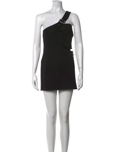 Pre-owned Area One-shoulder Mini Dress In Black