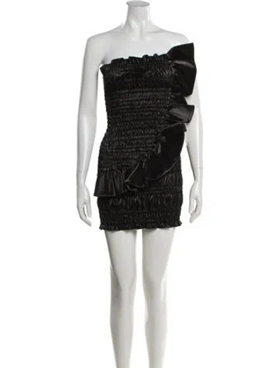Pre-owned Area One-shoulder Mini Dress In Black