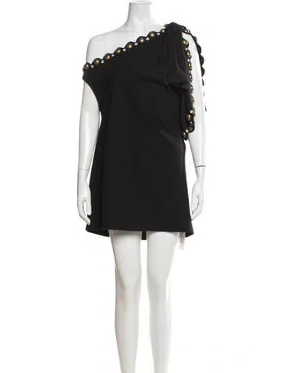 Pre-owned Area One-shoulder Mini Dress In Black