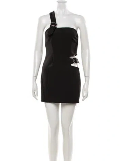 Pre-owned Area One-shoulder Mini Dress In Black