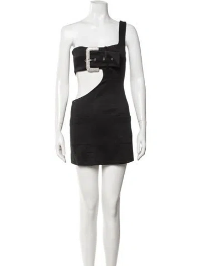 Pre-owned Area One-shoulder Mini Dress In Black
