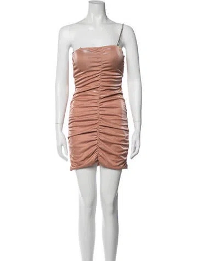 Pre-owned Area One-shoulder Mini Dress In Metallic/pink