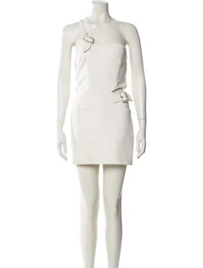 Pre-owned Area One-shoulder Mini Dress In Neutral