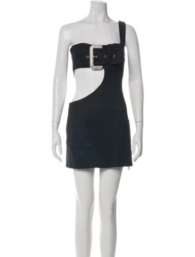 Pre-owned Area One-shoulder Mini Dress W/ Tags In Black