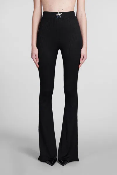 Area Embellished Ribbed-jersey Bootcut Pants In Black