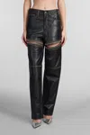 Area Studded Slit Leather Straight-leg Jeans In Black